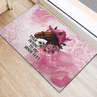 Personalized Kentucky Horse Race Rubber Doormat Big Hats And Horses Pink Out Party
