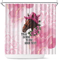 Personalized Kentucky Horse Race Shower Curtain Big Hats And Horses Pink Out Party