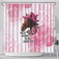 Personalized Kentucky Horse Race Shower Curtain Big Hats And Horses Pink Out Party