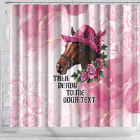 Personalized Kentucky Horse Race Shower Curtain Big Hats And Horses Pink Out Party