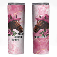 Personalized Kentucky Horse Race Skinny Tumbler Big Hats And Horses Pink Out Party