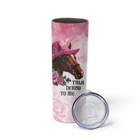 Personalized Kentucky Horse Race Skinny Tumbler Big Hats And Horses Pink Out Party