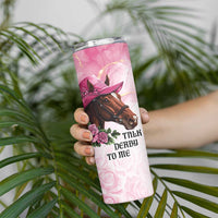 Personalized Kentucky Horse Race Skinny Tumbler Big Hats And Horses Pink Out Party
