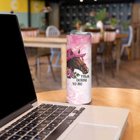 Personalized Kentucky Horse Race Skinny Tumbler Big Hats And Horses Pink Out Party