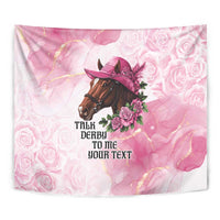 Personalized Kentucky Horse Race Tapestry Big Hats And Horses Pink Out Party