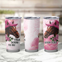 Personalized Kentucky Horse Race Tumbler Cup Big Hats And Horses Pink Out Party
