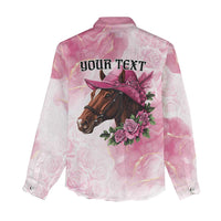 Personalized Kentucky Horse Race Women Casual Shirt Big Hats And Horses Pink Out Party