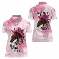 Personalized Kentucky Horse Race Women Polo Shirt Big Hats And Horses Pink Out Party