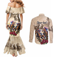 Personalized Kentucky Horse Race Couples Matching Mermaid Dress and Long Sleeve Button Shirt Race for Rosse