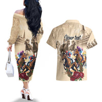 Personalized Kentucky Horse Race Couples Matching Off The Shoulder Long Sleeve Dress and Hawaiian Shirt Race for Rosse