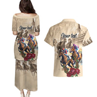 Personalized Kentucky Horse Race Couples Matching Puletasi and Hawaiian Shirt Race for Rosse