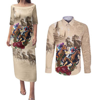 Personalized Kentucky Horse Race Couples Matching Puletasi and Long Sleeve Button Shirt Race for Rosse
