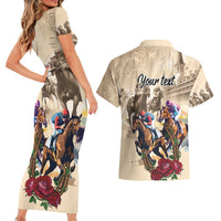 Personalized Kentucky Horse Race Couples Matching Short Sleeve Bodycon Dress and Hawaiian Shirt Race for Rosse