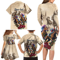Personalized Kentucky Horse Race Family Matching Long Sleeve Bodycon Dress and Hawaiian Shirt Race for Rosse