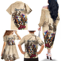 Personalized Kentucky Horse Race Family Matching Off The Shoulder Long Sleeve Dress and Hawaiian Shirt Race for Rosse
