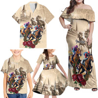 Personalized Kentucky Horse Race Family Matching Off Shoulder Maxi Dress and Hawaiian Shirt Race for Rosse