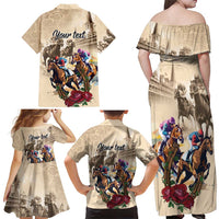 Personalized Kentucky Horse Race Family Matching Off Shoulder Maxi Dress and Hawaiian Shirt Race for Rosse