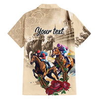 Personalized Kentucky Horse Race Family Matching Off Shoulder Short Dress and Hawaiian Shirt Race for Rosse
