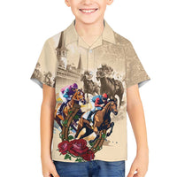 Personalized Kentucky Horse Race Family Matching Short Sleeve Bodycon Dress and Hawaiian Shirt Race for Rosse