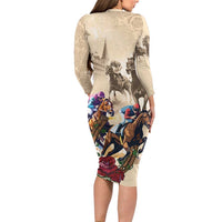 Personalized Kentucky Horse Race Long Sleeve Bodycon Dress Race for Rosse