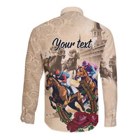 Personalized Kentucky Horse Race Long Sleeve Button Shirt Race for Rosse