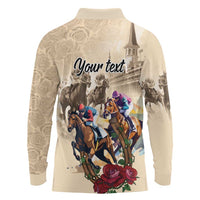 Personalized Kentucky Horse Race Long Sleeve Polo Shirt Race for Rosse