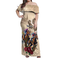 Personalized Kentucky Horse Race Off Shoulder Maxi Dress Race for Rosse