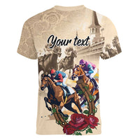 Personalized Kentucky Horse Race Women V-Neck T-Shirt Race for Rosse