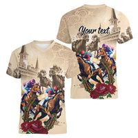 Personalized Kentucky Horse Race Women V-Neck T-Shirt Race for Rosse