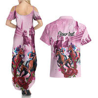 Personalized Kentucky Horse Race Couples Matching Summer Maxi Dress and Hawaiian Shirt Pink Out Party