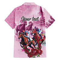 Personalized Kentucky Horse Race Family Matching Off Shoulder Maxi Dress and Hawaiian Shirt Pink Out Party