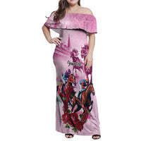 Personalized Kentucky Horse Race Family Matching Off Shoulder Maxi Dress and Hawaiian Shirt Pink Out Party