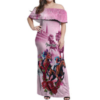 Personalized Kentucky Horse Race Off Shoulder Maxi Dress Pink Out Party