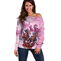Personalized Kentucky Horse Race Off Shoulder Sweater Pink Out Party
