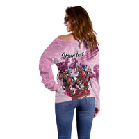 Personalized Kentucky Horse Race Off Shoulder Sweater Pink Out Party