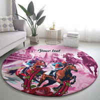 Personalized Kentucky Horse Race Round Carpet Pink Out Party