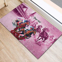 Personalized Kentucky Horse Race Rubber Doormat Pink Out Party