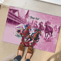 Personalized Kentucky Horse Race Rubber Doormat Pink Out Party