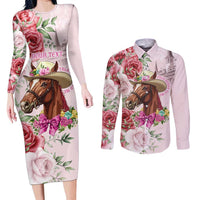 Personalized Kentucky Horse Race Couples Matching Long Sleeve Bodycon Dress and Long Sleeve Button Shirt Talk Derby To Me Derby Horse