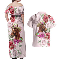 Personalized Kentucky Horse Race Couples Matching Off Shoulder Maxi Dress and Hawaiian Shirt Talk Derby To Me Derby Horse