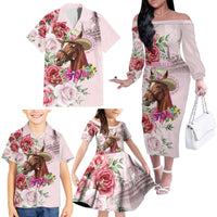 Personalized Kentucky Horse Race Family Matching Off The Shoulder Long Sleeve Dress and Hawaiian Shirt Talk Derby To Me Derby Horse