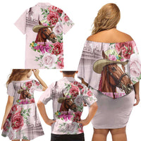 Personalized Kentucky Horse Race Family Matching Off Shoulder Short Dress and Hawaiian Shirt Talk Derby To Me Derby Horse