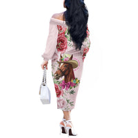 Personalized Kentucky Horse Race Off The Shoulder Long Sleeve Dress Talk Derby To Me Derby Horse