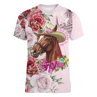 Personalized Kentucky Horse Race Women V-Neck T-Shirt Talk Derby To Me Derby Horse