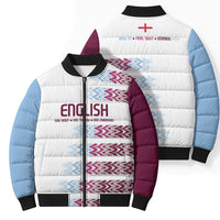 English European Football Bomber Puffer Jacket Sublimation Blue Maroon Stripes Effect