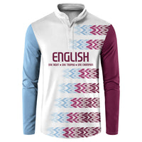 English European Football Button Sweatshirt Sublimation Blue Maroon Stripes Effect