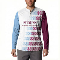 English European Football Button Sweatshirt Sublimation Blue Maroon Stripes Effect