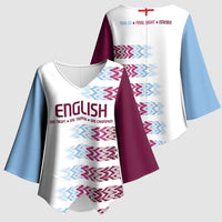 English European Football Kimono Sleeve Blouse Sublimation Blue Maroon Stripes Effect