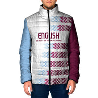 English European Football Padded Jacket Sublimation Blue Maroon Stripes Effect