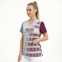 English European Football Scrub Top Sublimation Blue Maroon Stripes Effect